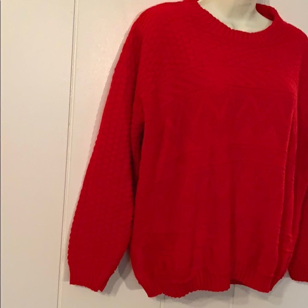 Vtg 80s Brunny Red Multi Patterned Weave S View 4